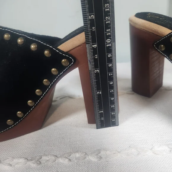 Stuart Weitzman Black Mules with Gold Studs - Picture 5 of 9